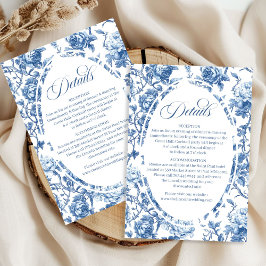 Cartão De Informações Navy Roses Wedding Floral Elegant Details Card