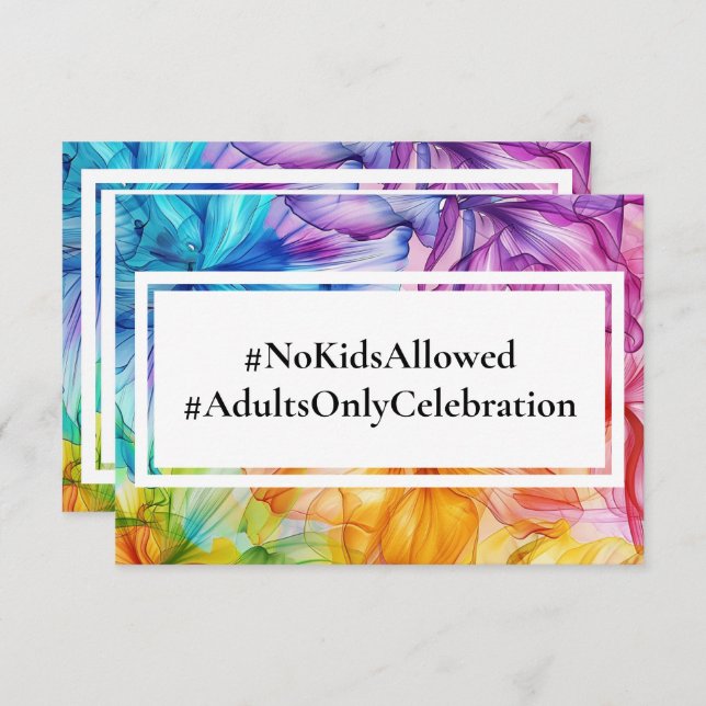 Cartão De Informações NENHUMA CRIANÇA casamento Eteal Bloom (Frente/Verso)