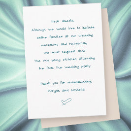 Cartão De Informações Nenhuma Palavra de Casamento ou Recepção