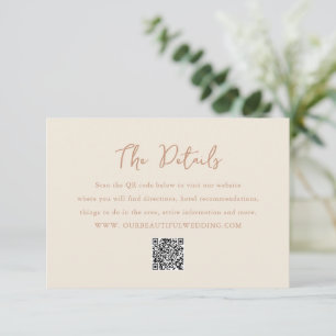 Cartão De Informações Neutrais Terrestres Elegantes Código QR Casamento