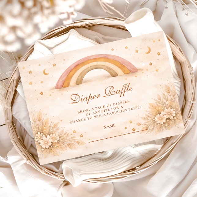 Cartão De Informações Neutral Boho Arrasar Chá de Bebê Arco-íris (Criador carregado)