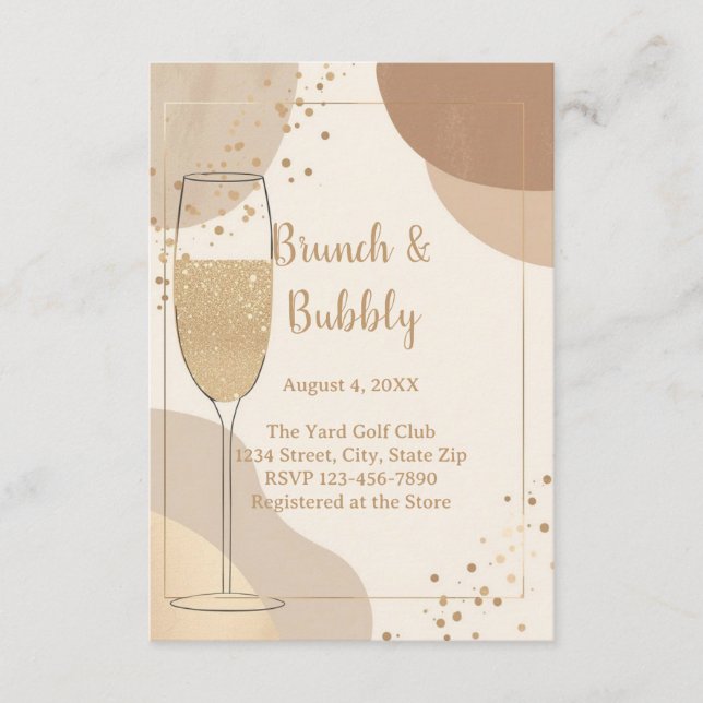 Cartão De Informações Neutral Brunch & Bubbly Details Card – Beige (Frente)