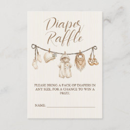 Cartão De Informações Neutral Clothesline Baby Shower Diaper Raffle
