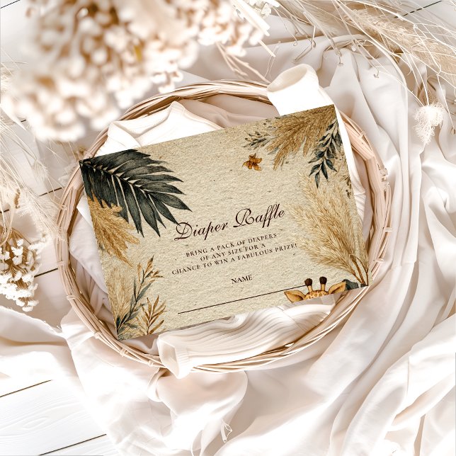 Cartão De Informações Neutral Safari Woodland Baby Shower Diapper Raffle (Criador carregado)