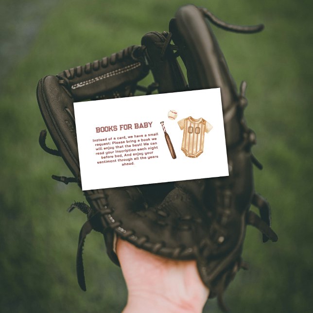 Cartão De Informações Neutral Slugger Baseball Books for Baby Shower  (Neutral Slugger Baseball Books for Baby Shower Enclosure Card)