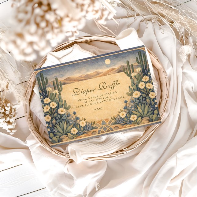 Cartão De Informações Neutral Southwest Cactus Botanical Diapper Raffle  (Criador carregado)