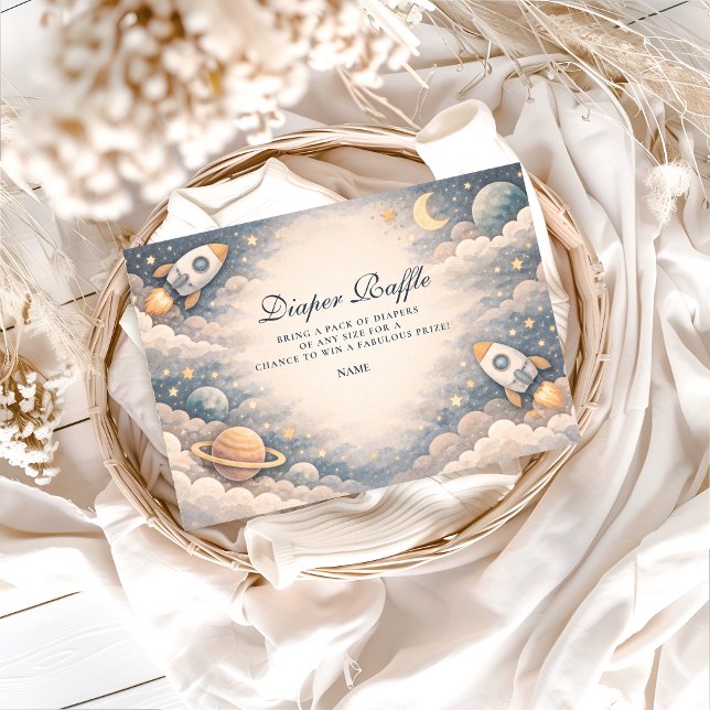 Cartão De Informações Neutral Space Stars Baby Shower (Criador carregado)