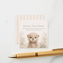 Cartão De Informações Neutral Watercolor Woodland Otter Baby Shower