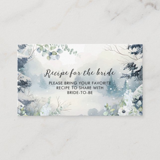 Cartão De Informações Neve apaixonada Chá de panela de inverno Compartil (Frente)