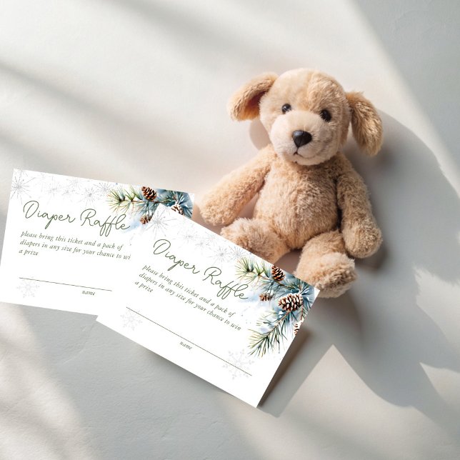 Cartão De Informações Neve apaixonada por fralda de inverno (Snow in love gender neutral winter baby shower diaper raffle enclosure cards raffle tickets)