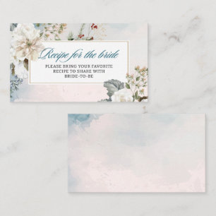 Cartão De Informações Neve no amor floral de inverno Chá de Noiva Receit