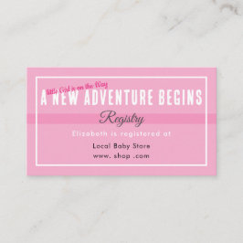 Cartão De Informações New Adventure Begins Pink Registry Enclosure Card