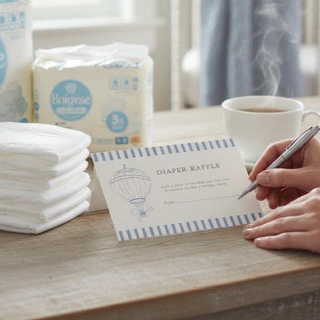 Cartão De Informações New adventures Baby Shower Diaper Raffle  (Criador carregado)