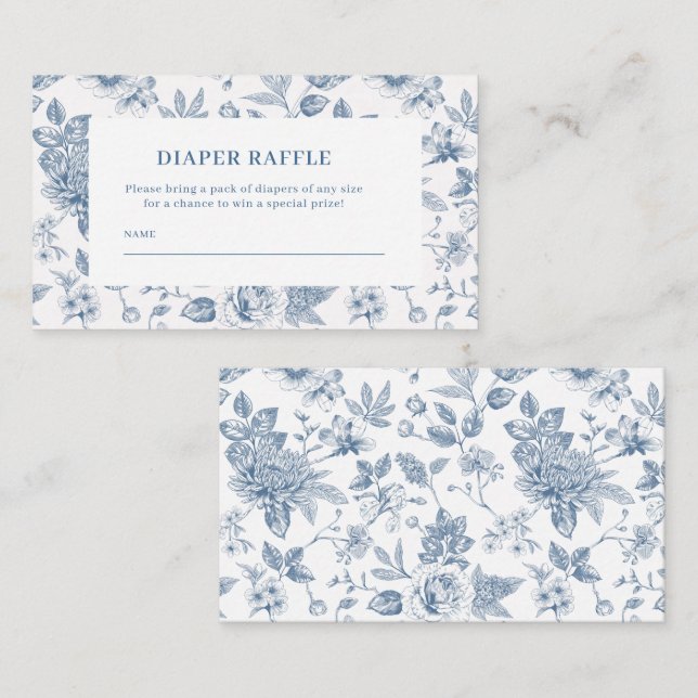 Cartão De Informações New chapter chinoiserie Baby shower diaper raffle (Frente/Verso)