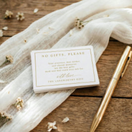 Cartão De Informações No Gifts Please Elegant Gold Anniversary Party