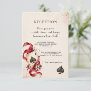 Cartão De Informações Noite de Cassino Charmosa em Aquarela Casamento Bo