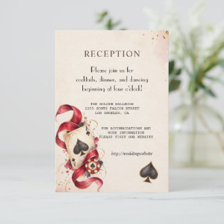 Cartão De Informações Noite de Cassino Charmosa em Aquarela Casamento Bo