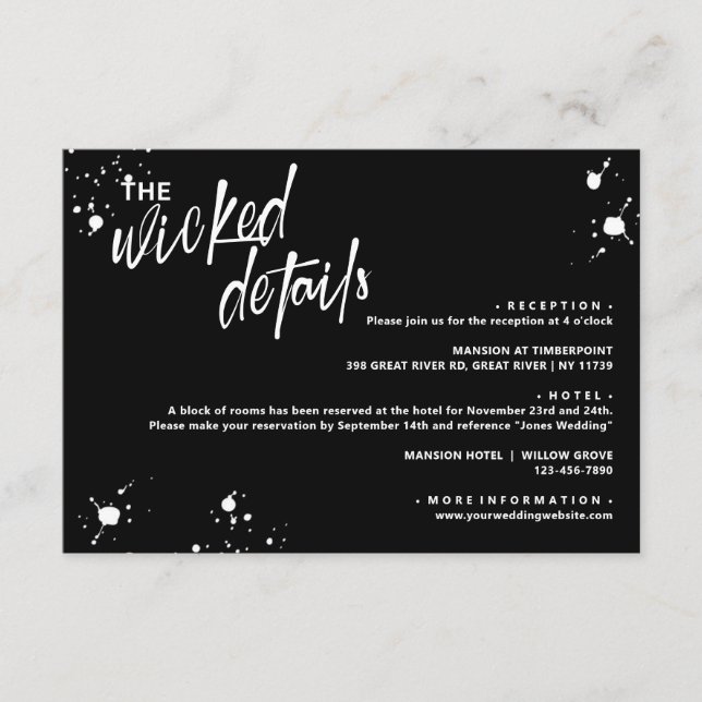 Cartão De Informações Noite de Halloween dos Detalhes da Ala Viva (Frente)