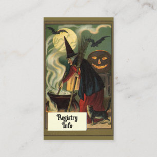 Cartão De Informações Noiva Bruxa do Halloween Vintage Festa de Chá