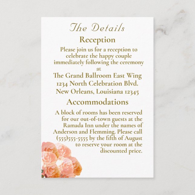 Cartão De Informações Noiva de Rosa de Terracota Católica (Frente)