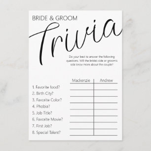 Cartão De Informações Noiva e Groom Trivia