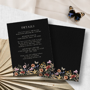 Cartão De Informações Noiva Floral Boho Preta
