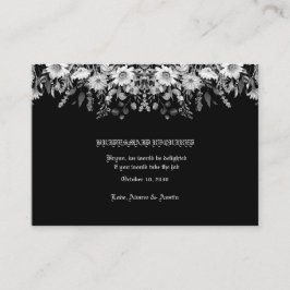 Cartão De Informações Noiva Floral Preto Branco Casamento Damas de Honra