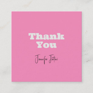 Cartão De Informações Nome Caligrafia Elegante Rosa Claro Obrigado