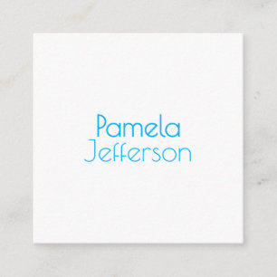 Cartão De Informações Nome moderno mínimo azul e branco profissional