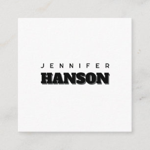 Cartão De Informações Nome Moderno Mínimo de preto e branco