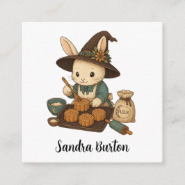 Cartão De Informações Nome Personalizado ou Texto com Bunny Bakery 