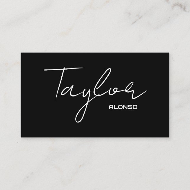 Cartão De Informações Nome profissional moderno preto e branco (Frente)
