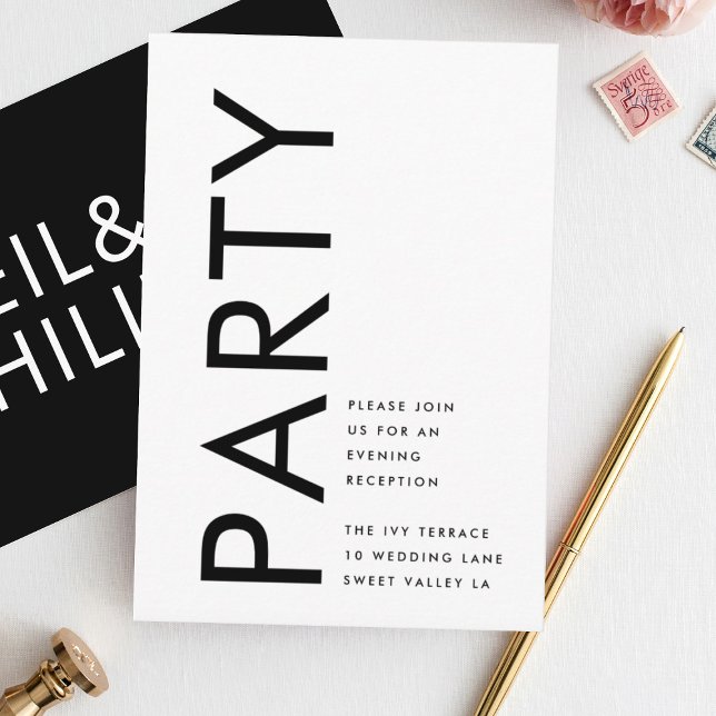Cartão De Informações Nomes Negros Ultra Modernos Recepção de casamento  (Criador carregado)