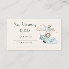 Cartão De Informações Nós Mal Possamos Esperar Urso Avião Quantos Beijos