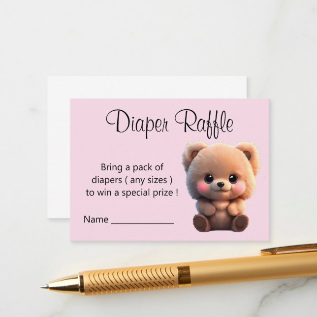 Cartão De Informações Nós podemos esperar Chá de fraldas ursinho (Frente/Verso In Situ)