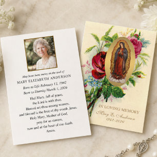 Cartão De Informações Nossa Senhora de Guadalupe Memorial Funerário Cató