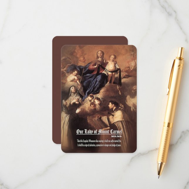 Cartão De Informações Nossa Senhora do Monte Carmel Prayer (Frente/Verso In Situ)
