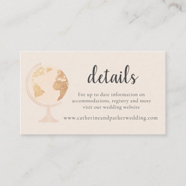 Cartão De Informações Nosso Mundo de Aventura Mapeie Casamento Dourado V (Frente)