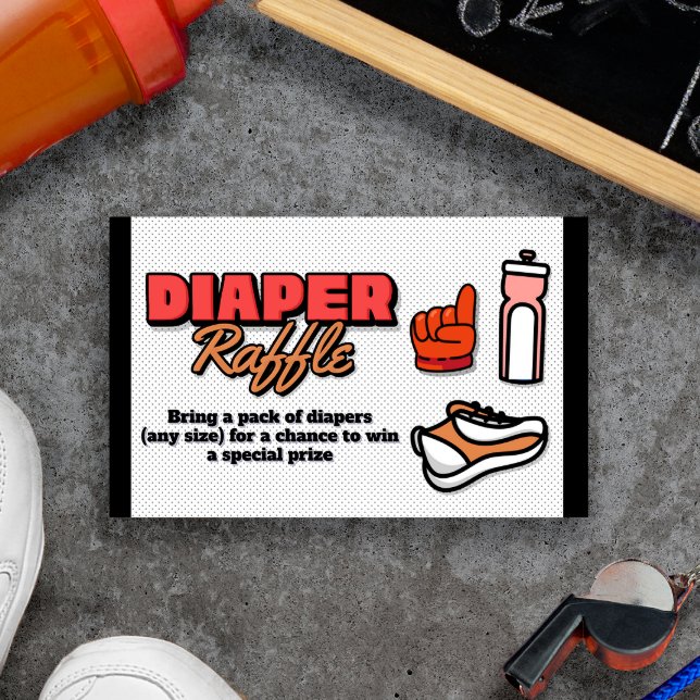 Cartão De Informações Nosso Pequeno Rookie está a caminho - Fralda Raffl (Our Little Rookie is on the Way - Diaper Raffle - Basketball themed Baby Shower)