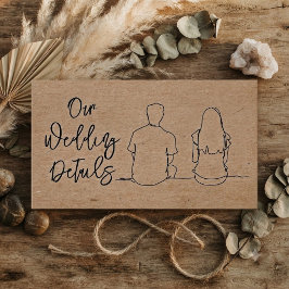 Cartão De Informações Nosso Site de Casamento com Detalhes | Desenho a L
