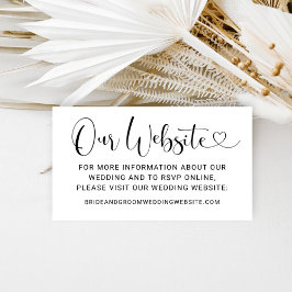 Cartão De Informações Nosso Site Modern Black Heart Script Wedding