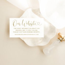 Cartão De Informações Nosso Site Moderno Dourado Casamento de Script de 