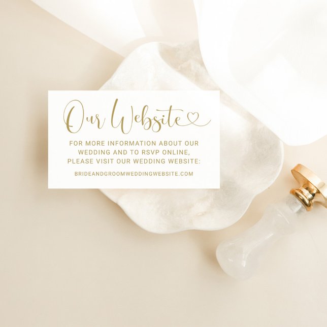 Cartão De Informações Nosso Site Moderno Dourado Casamento de Script de  (Criador carregado)