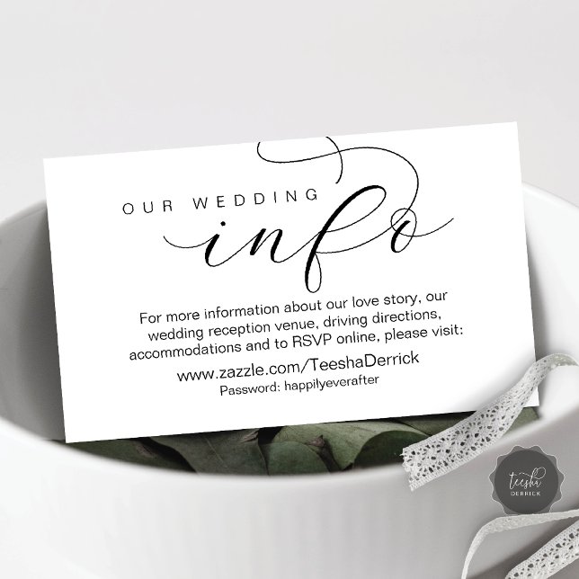Cartão De Informações Nossos detalhes de casamento e site, moderno mínim (Our Wedding Details and Website, Modern Minimal Enclosure Card)