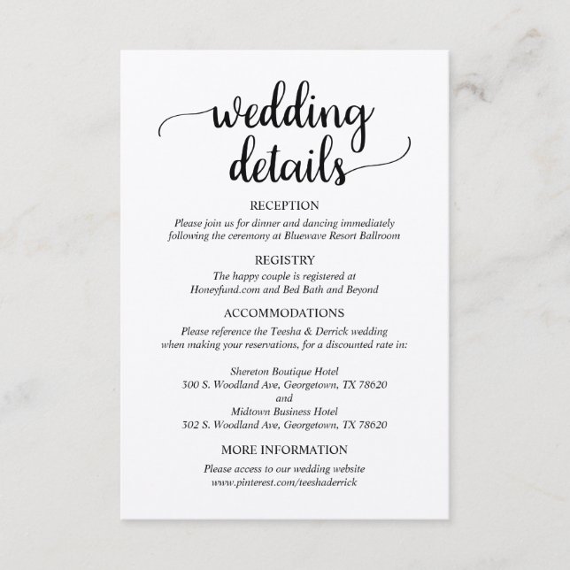 Cartão De Informações Nossos Detalhes De Casamento, Escrita Rústica, Bro (Frente)