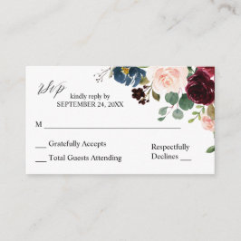 Cartão De Informações Nota RSVP de Orçamento, Marinho e Rosa 2SM Sem RSV