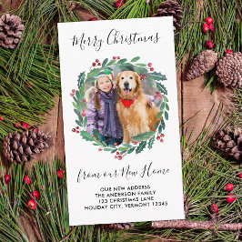 Cartão De Informações Nova Coroa de Folhagens Personalizada com Foto par