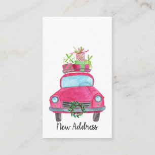Cartão De Informações Novo endereço Classic Christmas Car