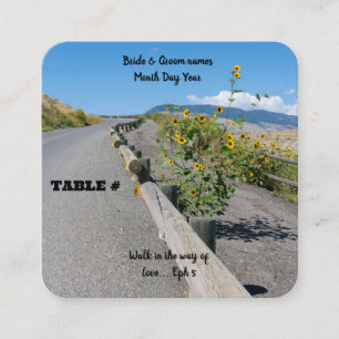 Cartão De Informações Número da mesa com flor de estrada oeste country c