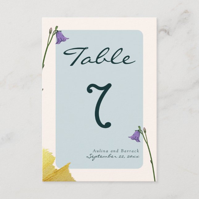 Cartão De Informações Número de mesa de casamento verde dourado clássico (Frente)